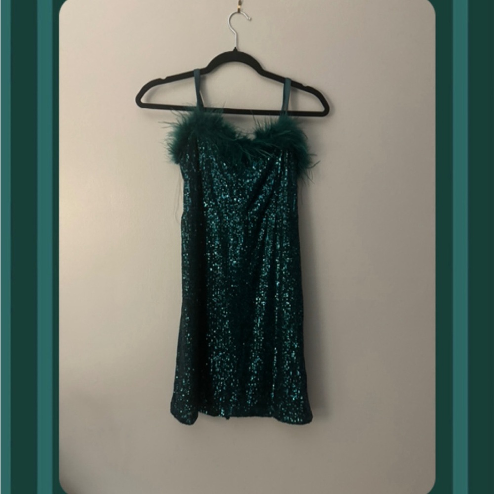 Nickie Lew Sparkling Teal Sequin mini Dress for girls sz14/L NWT